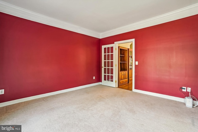 12630 Garry Glen Dr, Bristow, VA 20136 - empty room with crown molding, carpet, baseboards, and french doors