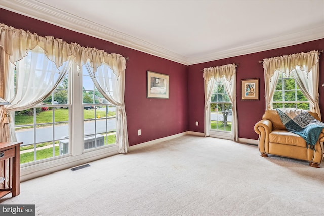 12630 Garry Glen Dr, Bristow, VA 20136 - sitting room with healthy amount of natural light, crown molding, carpet floors, and baseboards