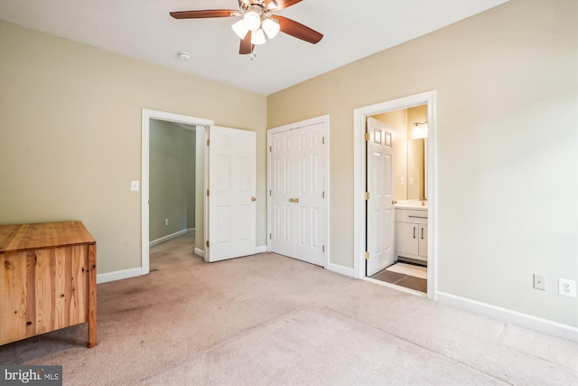 12630 Garry Glen Dr, Bristow, VA 20136 - unfurnished bedroom with carpet floors, baseboards, ensuite bathroom, a closet, and ceiling fan