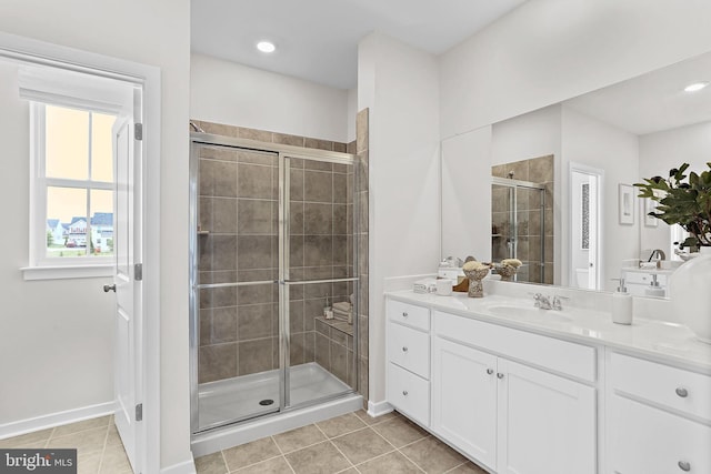 LOT484 Mountain Laurel Blvd Ashton, Unit Ashton, Ranson, WV 25438 - full bath featuring vanity, baseboards, a shower stall, and tile patterned floors