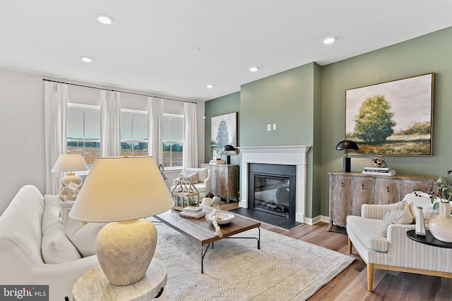 LOT484 Mountain Laurel Blvd Ashton, Unit Ashton, Ranson, WV 25438 - living area featuring wood finished floors, baseboards, a glass covered fireplace, and recessed lighting