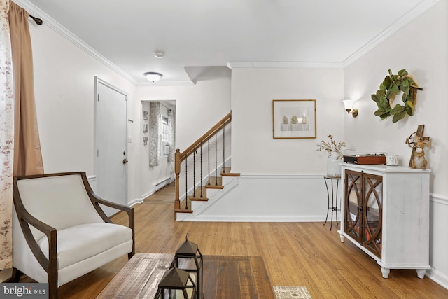443 Deerwood Dr, Fredericksburg, VA 22401 - entryway with wood finished floors, crown molding, stairs, and baseboards