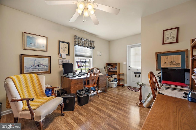 38967 Willow Ln, Fenwick Island, DE 19944 - office space featuring wood finished floors, a ceiling fan, and baseboards