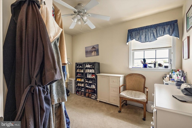 38967 Willow Ln, Fenwick Island, DE 19944 - living area featuring light colored carpet and ceiling fan