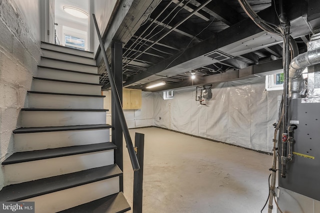 basement with stairs
