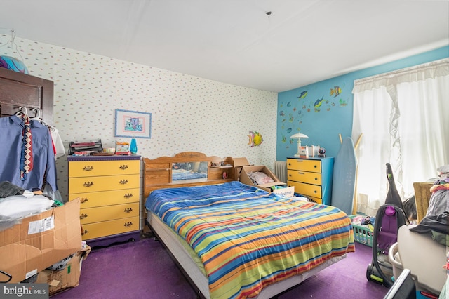 309 N N Morris St, Shippensburg, PA 17257 - bedroom with wallpapered walls, radiator, and carpet floors