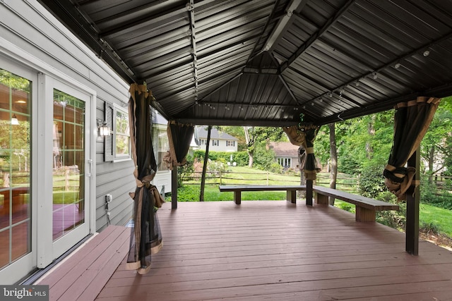 wooden terrace with a gazebo