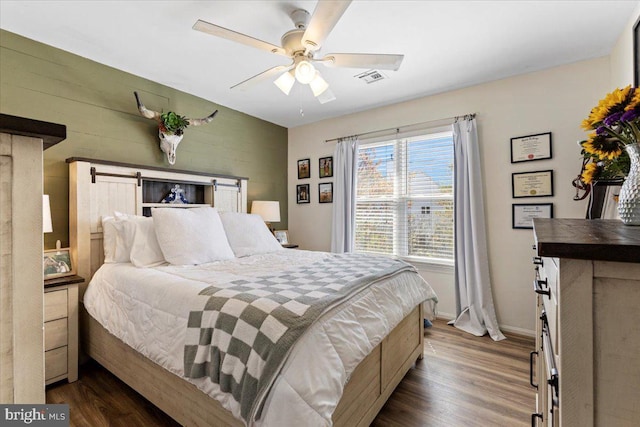15 Sutton Pl, Helmetta, NJ 08828 - bedroom featuring baseboards, visible vents, ceiling fan, and dark wood-type flooring