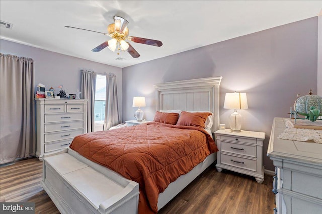 15 Sutton Pl, Helmetta, NJ 08828 - bedroom with visible vents, dark wood-style flooring, and ceiling fan