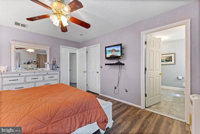 15 Sutton Pl, Helmetta, NJ 08828 - bedroom with ceiling fan, baseboards, visible vents, and wood finished floors