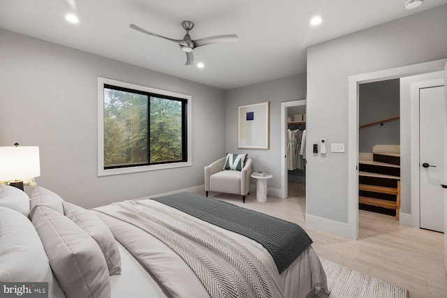 10 Mccready Aly, Lambertville, NJ 08530 - bedroom featuring a walk in closet, a closet, recessed lighting, a ceiling fan, and baseboards