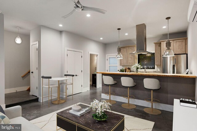 10 Mccready Aly, Lambertville, NJ 08530 - living area with recessed lighting, baseboards, and ceiling fan