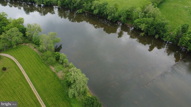 aerial view of a nearby body of water