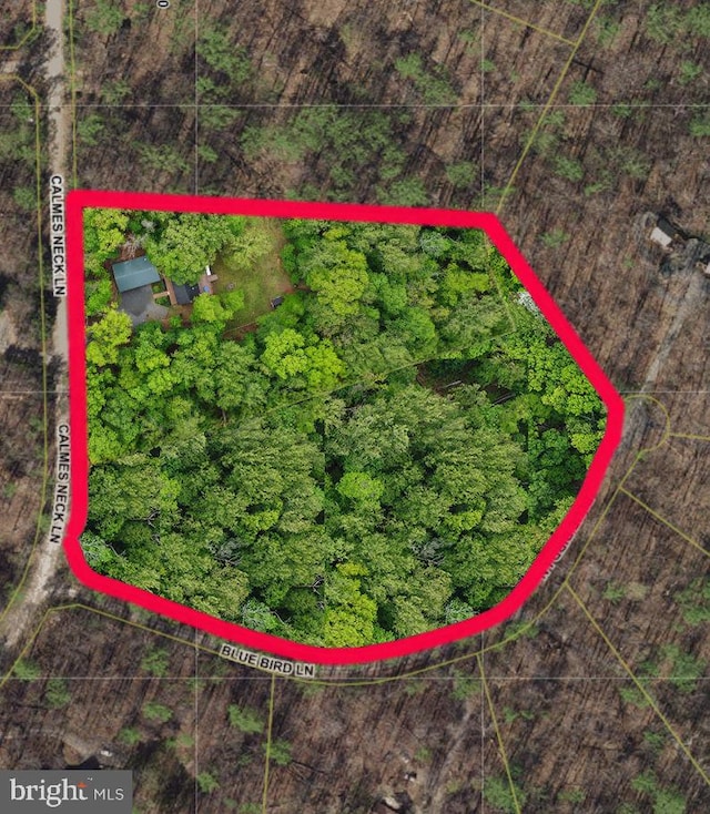 aerial overview of property's location featuring property boundaries highlighted