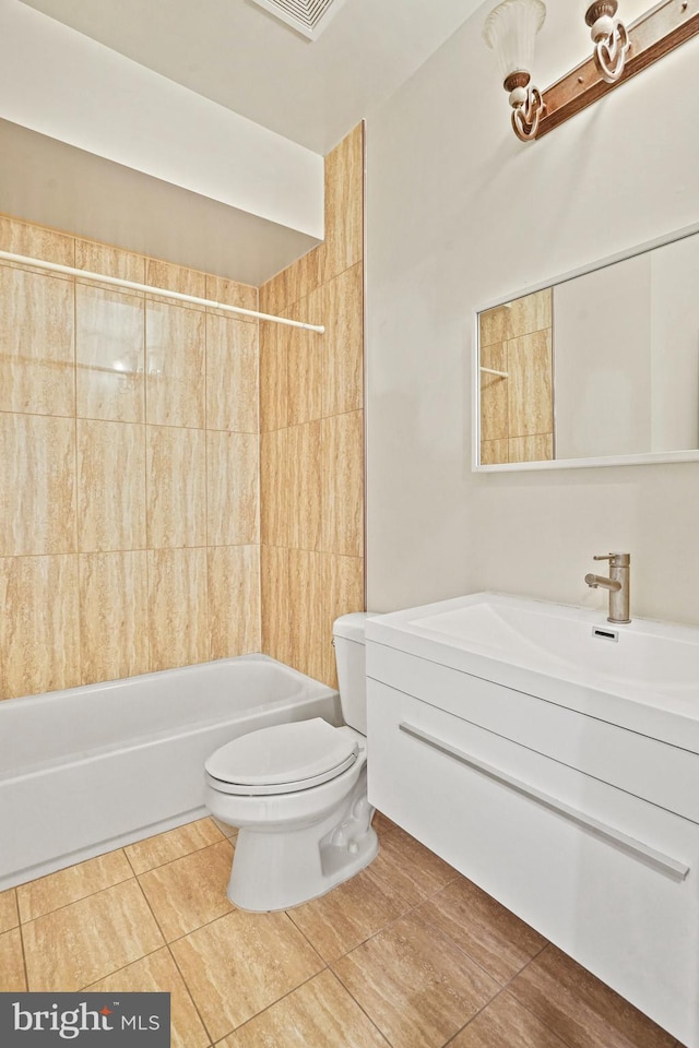 5823 Field Pl NE, Washington, DC 20019 - bathroom featuring vanity, toilet, shower / tub combination, and tile patterned floors