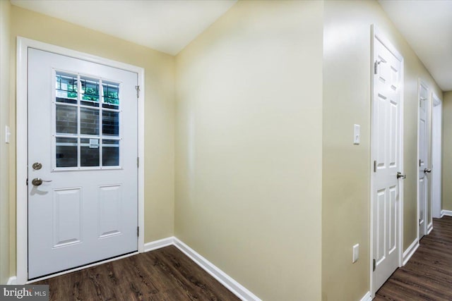 9180 Rolling Meadow Run, Pasadena, MD 21122 - doorway to outside with dark wood-type flooring and baseboards