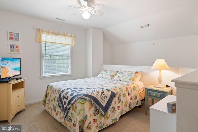 53 Willow Oak Ave Unit 53D, Ocean View, DE 19970 - bedroom with light carpet, a ceiling fan, and lofted ceiling