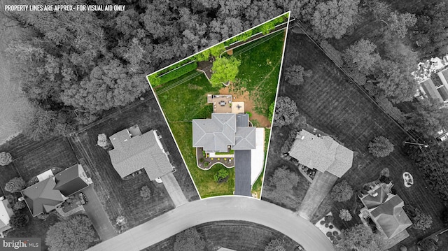 aerial view of property's location with property parcel outlined