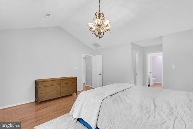 5620 Nutwell Sudley Rd, Deale, MD 20751 - bedroom with a chandelier, wood finished floors, lofted ceiling, and baseboards