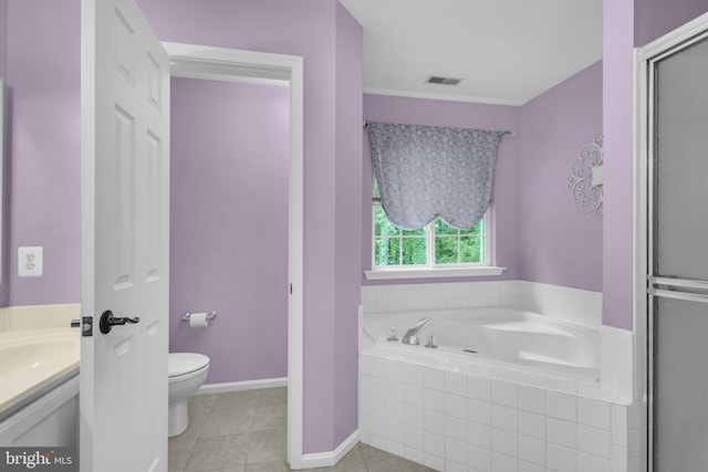 5620 Nutwell Sudley Rd, Deale, MD 20751 - bathroom featuring tile patterned floors, a garden tub, toilet, vanity, and baseboards