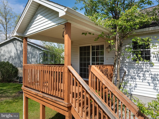wooden deck with stairs