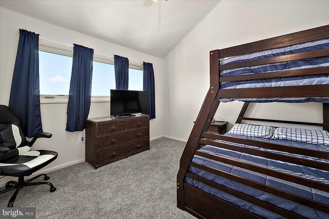 10 Riverside Ct, Ocean Pines, MD 21811 - bedroom featuring carpet floors, lofted ceiling, and baseboards