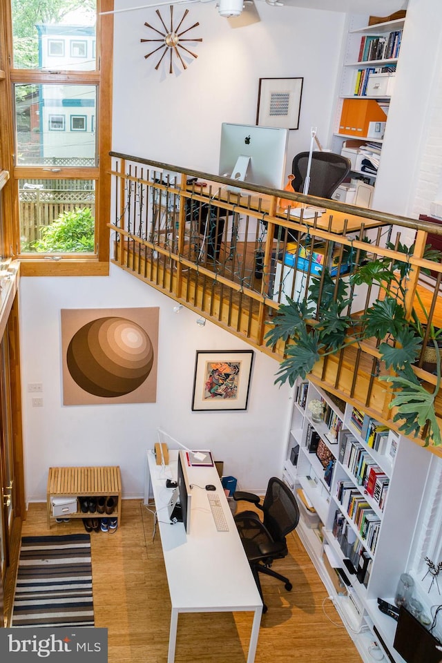 office space featuring wood finished floors