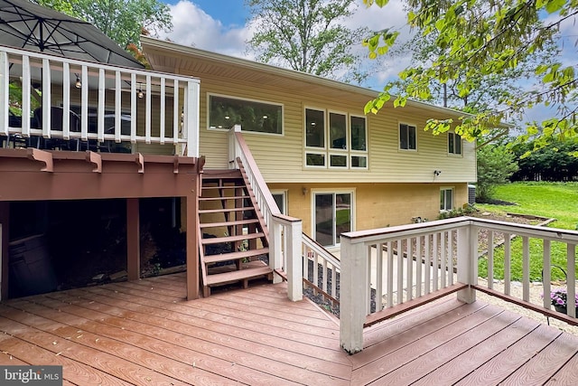 wooden deck with stairs