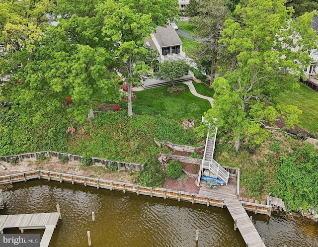 drone / aerial view of a large body of water