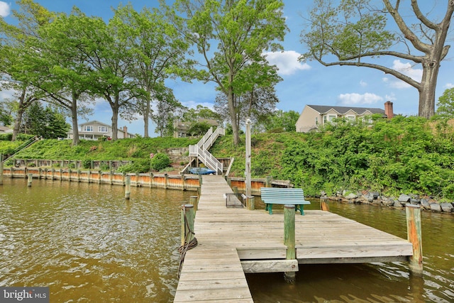 dock featuring a water view
