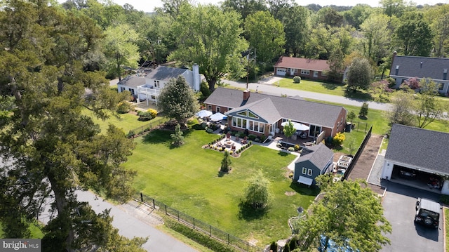 aerial view with a residential view