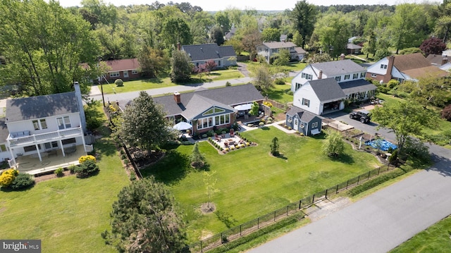 aerial view with a residential view