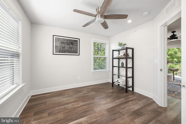 1653 Bandit Loop, Reston, VA 20190 - unfurnished room with a ceiling fan, healthy amount of natural light, dark wood-style floors, a smoke detector, and recessed lighting