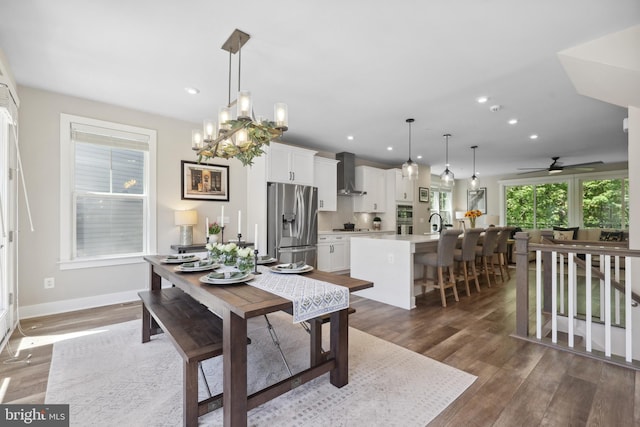 1653 Bandit Loop, Reston, VA 20190 - dining room with wood finished floors, ceiling fan, recessed lighting, and baseboards