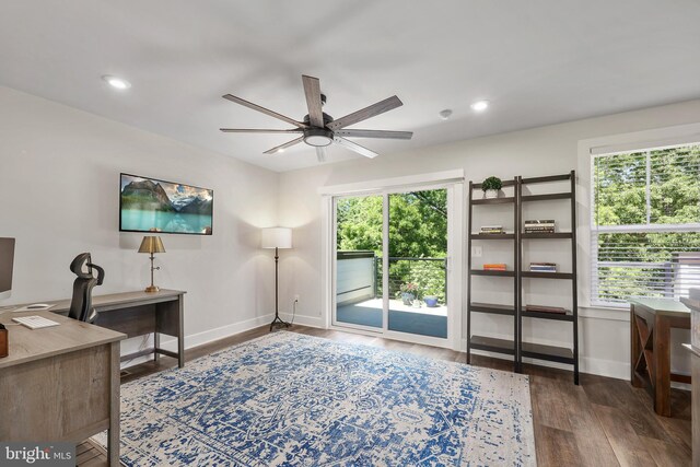1653 Bandit Loop, Reston, VA 20190 - office area with a ceiling fan, baseboards, healthy amount of natural light, and recessed lighting