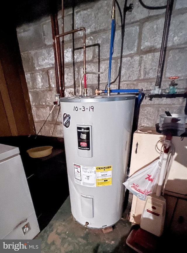 utility room featuring electric water heater