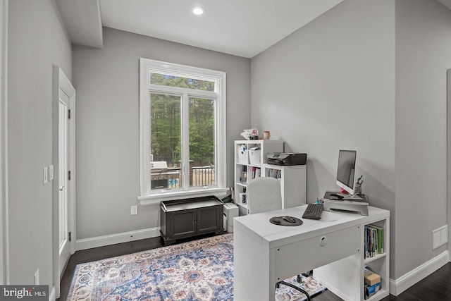 22 Grassy Lake Rd, Shamong, NJ 08088 - office with baseboards, dark wood finished floors, and recessed lighting