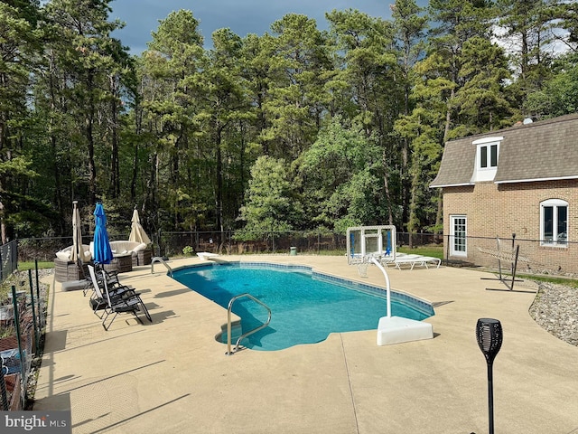 22 Grassy Lake Rd, Shamong, NJ 08088 - view of pool with a patio, fence, and a diving board