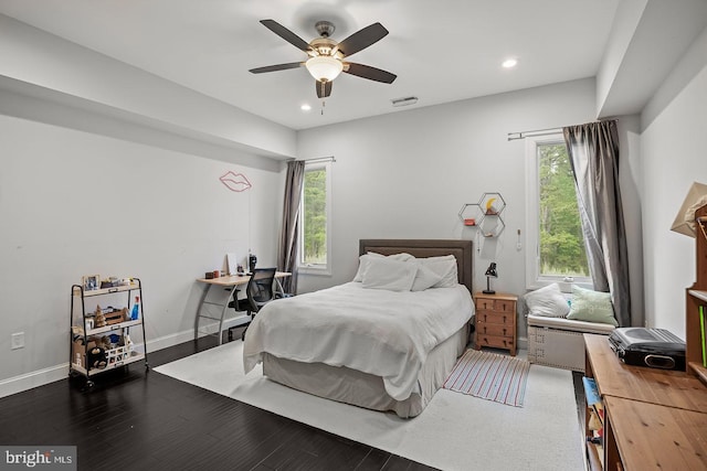 22 Grassy Lake Rd, Shamong, NJ 08088 - bedroom with recessed lighting, ceiling fan, wood finished floors, and baseboards