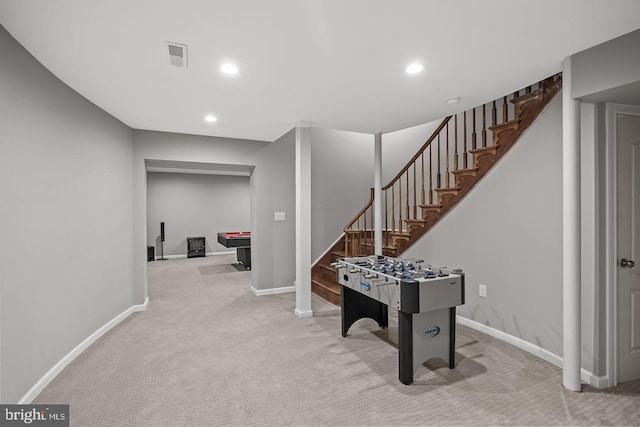22 Grassy Lake Rd, Shamong, NJ 08088 - game room featuring carpet flooring, baseboards, and recessed lighting