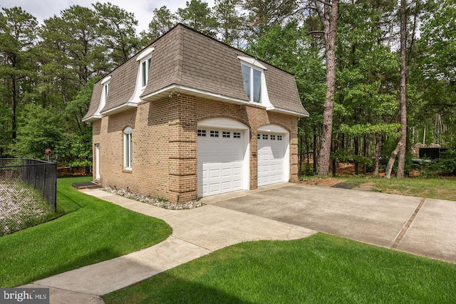 22 Grassy Lake Rd, Shamong, NJ 08088 - view of property exterior featuring mansard roof, brick siding, a shingled roof, driveway, and a garage