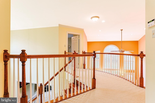 82 Granville Way, Exton, PA 19341 - hallway featuring carpet, an upstairs landing, and recessed lighting