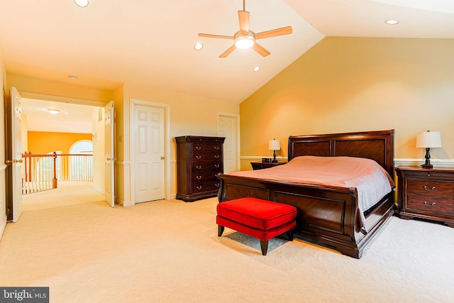 82 Granville Way, Exton, PA 19341 - bedroom featuring vaulted ceiling, ceiling fan, light carpet, and recessed lighting