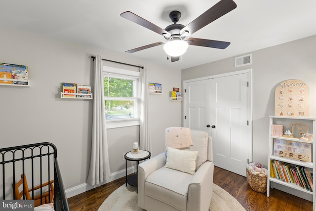 350 Lanny Dr, Winchester, VA 22601 - sitting room featuring a ceiling fan, wood finished floors, and baseboards