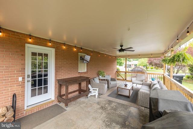 350 Lanny Dr, Winchester, VA 22601 - view of patio with an outdoor living space and a ceiling fan