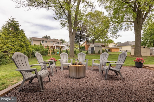 350 Lanny Dr, Winchester, VA 22601 - view of yard with an outdoor fire pit and a residential view