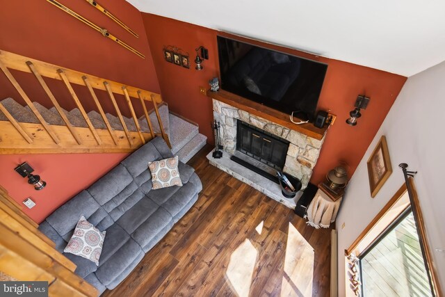 164 Fawn Rd, Pocono Lake, PA 18347 - living room with a fireplace and wood finished floors