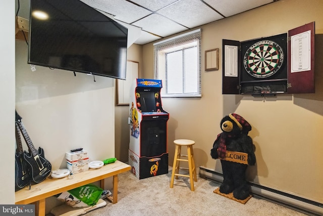 164 Fawn Rd, Pocono Lake, PA 18347 - game room featuring baseboard heating and carpet floors
