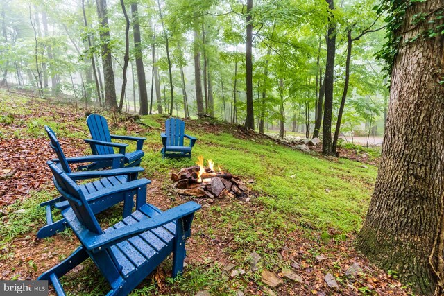 view of home's community with a fire pit