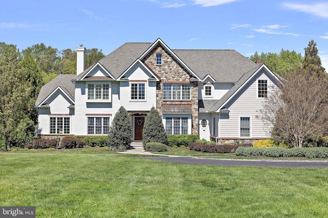 107 Centrenest Ln, Wilmington, DE 19807 - view of front of house with a chimney, stone siding, and a front yard